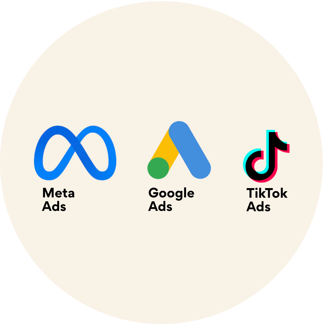 Meta Ads, Google Ads, and TikTok Ads platforms